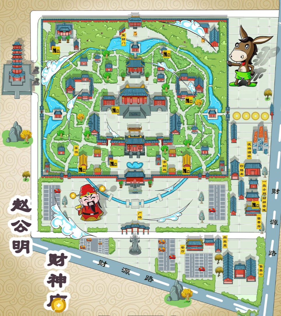 郑场镇寺庙类手绘地图
